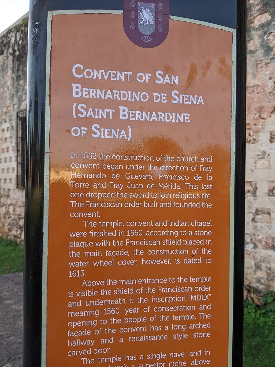 Informational sign about the San Bernardino Convent