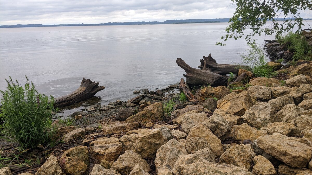 View of Mississippi River at Thomson Causeway Recreational Area in Illinois